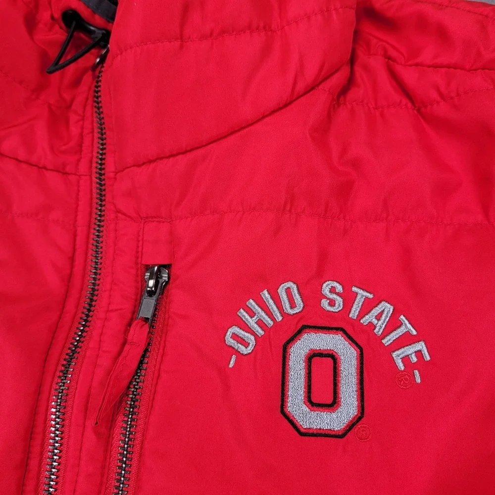 Colosseum‎ Ohio State Buckeyes Mens Large Red Gray Hybrid Puffer Hoodie Jacket